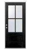 MP Doors 36 in. x 80 in. 3/4 Lite Right-Hand Inswing 4 lite SDL Frosted Glass Finished Black Fiberglass Prehung Front Door New Damaged Glass $1699