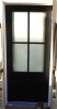 MP Doors 36 in. x 80 in. 3/4 Lite Right-Hand Inswing 4 lite SDL Frosted Glass Finished Black Fiberglass Prehung Front Door New Damaged Glass $1699 - 2