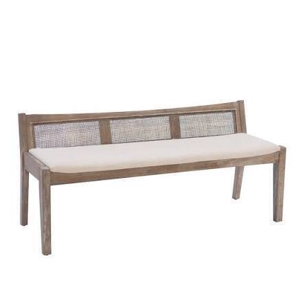 Powell Bauer Collection Transitional Bench with Cane Back and Padded Seat New in Box $499