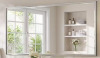 Bonosuki Modern 36 in. W x 72 in. H Aluminum Double Beveled Frame Wall Mounted Bathroom Vanity Miror,Brushed Nickel new in box $499