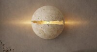 Dakota Fields 7.87" Decorative Natural Travertine Wall Sconce, Ambient Wall Light for Bedroom & Living Room $299