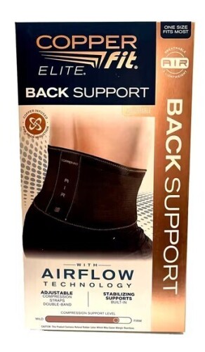 Copper Fit Elite Air Back Support Brace with Airflow Technology, Adjustable Compression Straps, Double Band, One Size Fits Most New In Box