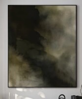 SIGNLEADER Extra Large Wall Art Fabric Print - Moody Abstract Art Dark Green & Beige Toned Contemporary Artwork Decor for Living Room or Bedroom - "Frame Assembly Required (Unfinished Frame)", 72" H x 60" W New In Box $299