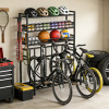 Latitude Run&reg; Black Freestanding Bike Rack & Garage Storage Organizer, 4 Bike Capacity with Mesh Basket & Hooks, Adjustable Foot Pads for Outdoor Yard & Garage New In Box $299