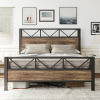 LIKIMIO Queen Bed Frame, Tall Industrial Headboard 51.2 ", Platform Bed Frame with Strong Metal Support, Solid and Stable, Noise Free, No Box Spring Needed, Easy Assembly, Rustic Maple New in Box $599