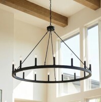 ACROMA Bristol 16 -Light Matte Black Bare bulb Metal Metal Chandelier New in Box $499