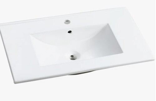 Ebern Designs 30 Inch Ceramic Vanity Top For Bathroom, Glossy White, 29.9"D X 18.3"W 6.7"H, And Shock- Sink 30" White Glossy, With Overflow Hole New in Box $399