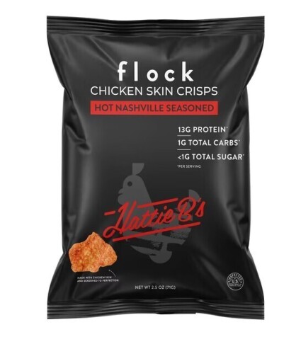Flock Chicken Skin Crisps Hattie B's, Hot Hashville Seasoned / Original - 2.5 oz New Assorted Best by 5/2027