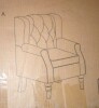Charlton Home Duward Upholstered Beige Button Tufted Wingback Accent Chair with Rolled Arm and Thick Padded Cushion New in Box $699 - 2