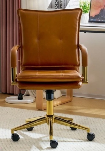 Mercer41 Dareece Leather Task Chair with Padded Arms in Camel New in Box $299