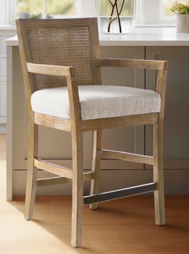 Bay Isle Home Jennette Reclaimed Natura Solid Wood Cane Back Counter Stool New in Box $499