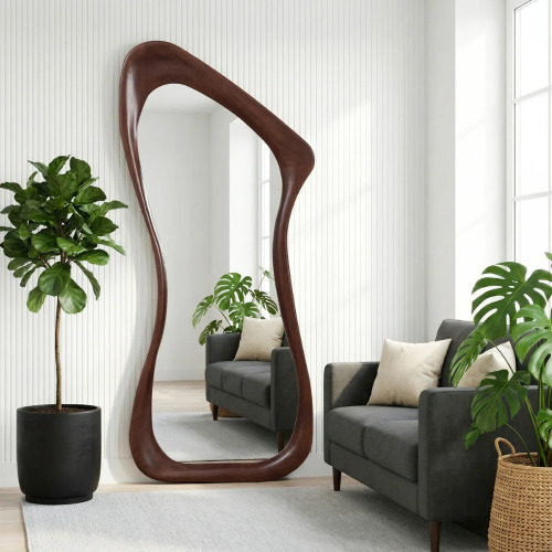 Latitude Run 31.5" W x 71" H Kidney-shaped Solid Wood Framed Floor Mirror, New Shelf Pull $499