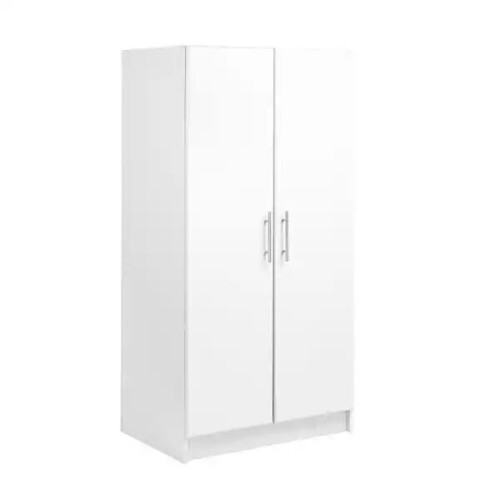 Prepac Elite 32" W x 65" H x 24.5" D 2-Shelf Engineered Wood Freestanding Cabinet Wardrobe Cabinet in White, New in Box $399