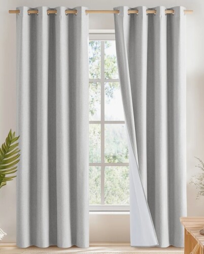 Ebern Designs 100% Blackout Faux Linen Curtains for Living Room Grommet Privacy Insulated Drapes, (Pair) 52" x 96" New $79