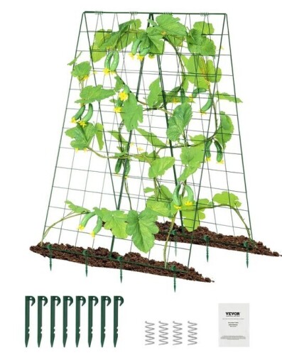 VEVOR Cucumber Trellis for Climbing Plants, 46" x 32" Foldable Cucumber Trellis Set with Plant Clips, Metal Garden Trellis for Raised Bed, Outdoor Plant Grow Support for Tomato, Squash, Vegetable New In Box $199