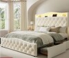 Ebern Designs Upholstered Queen Bed Frame with 4 Storage Drawers and 52.5" Tall Headboard, Platform Bed with Charging Station & LED Light, No Spring Box Needed New in Box $1099