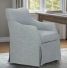 Martha Stewart Bedford London Light Blue Upholstered Skirted Dining Arm Chair with Hidden Casters in Light Blue $699