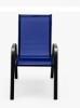 Ebern Designs Stackable Armrest Space Saving Patio Dining Chair in Navy New in Box $299