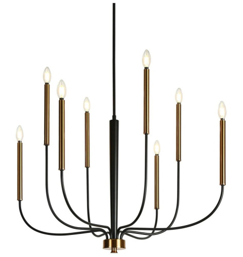 LNC Priamur 8-Light Black and Brass Chandelier New In Box $399