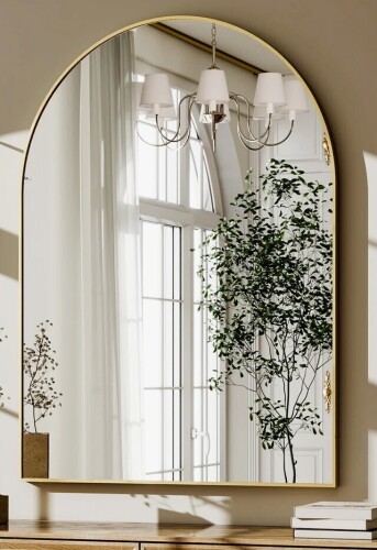 Basics by Wayfair&trade; 24" x 36" Aluminum Framed Arched Wall Mounted Vanity Mirror New In Box $199