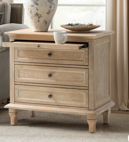 Fuze Dominic 3 - Drawer Nightstand with Built-In Outlets-NATURAL New in Box $699