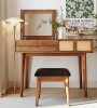 George Oliver Tusarora Flip-Top Mirror Wood Makeup Vanity Set in Brown New in Box $599