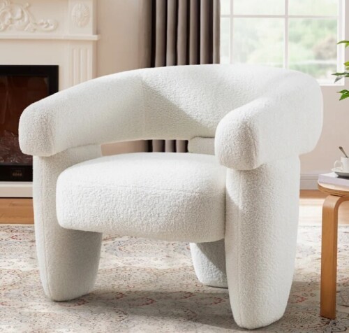 Wrought Studio Modern Upholstered Wide Accent Armchair in Whtie New in Box $699