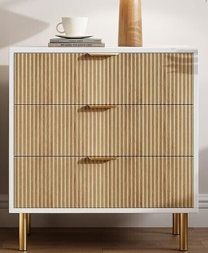 Garvee Modern 3 Drawer Dresser for Bedroom with Gold Handle and Large Drawer Wood Double Chest of Drawers and Storage Organizer New in Box $399