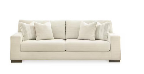 DESIGN BY ASHLEY Maggie 96 in. Square Arm Polyester Rectangle Removable Cushions Sofa in White $1299