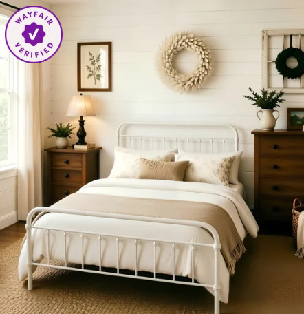 Winston Porter Colina Metal Bed in white queen new in box $299