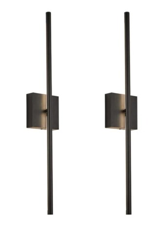 Orren Ellis Matte Black LED Wall Sconce Set of 2 - Dimmable with Remote, 12W Hardwired Indoor Lights for Bedroom Hallway Living Room New In Box $399