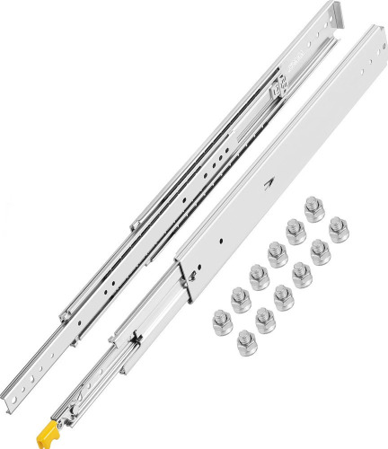 VEVOR Heavy Duty Drawer Slides 24" Length, Locking Drawer Slides 500lbs Load Capacity Long Full Extension Drawer Slide 1 Pair Side Mount Ball Bearing Drawer Glides Push to Open Drawer Runners Rail New $79