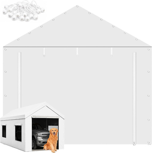 Vevor 10x20 ft. Carport Replacement Zipper Door, 180G PE Waterproof UV Protected Tarp Panel (White) New In Box $99