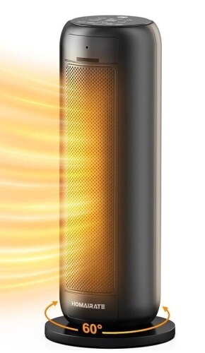 HOMAIRATE Small Space Heater for Indoor with Thermostat, 70&deg; Oscillation, 1-12H Timer, 1500W, Fast Safety Heater for Office, Desktop On Working $99