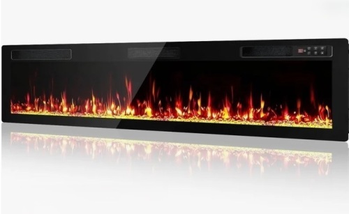 Symple Stuff 72" Ultra Thin Electric Fireplace, Wall-Mounted & Recessed Fireplace For Living Room & Indoor Decoration, Adjustable Flame Color And Brightness, 750w/1500w New in Box $599