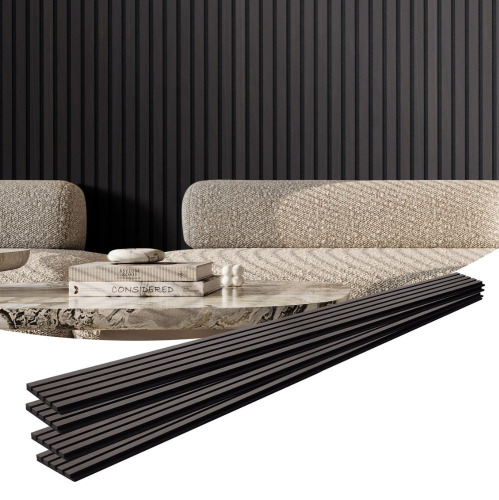 VEVOR Wood Slat Acoustic Panels, 7.9 x 94.5 inch, MDF Accent Wooden Wall Panels for Modern Interior Wall Decor, Faux Wood Wall Board Panels for Noise Reduction, Black New in Box $299