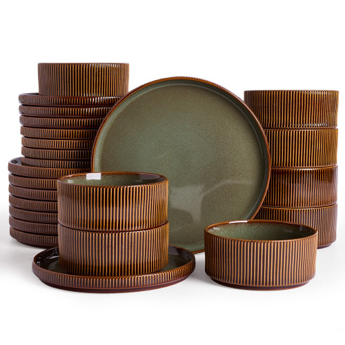 Ebern Designs 24-Piece Stoneware Dinnerware Set, Microwave & Dishwasher Safe - Service for 8 New In Box $299