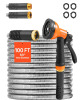VEVOR Metal Garden Hose 100 ft, Rust Proof Stainless Steel Water Hose, Heavy Duty Backyard Hose with 10 Function Nozzle, No-Kink & Flexible Water Pipe, Lightweight Metal Hose for Yard, Outdoor New In Box $89