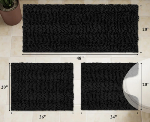 Ebern Designs 3 Piece Soft Absorbent Bath Rug Set With Non-Slip Backing $79