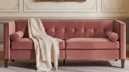 Ebern Designs Chelsea 77'' W Mid Century Upholstery Tufted Sofa New in Box $899