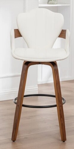 George Oliver Modern Vegan Leather 360&deg; Swivel Counter Stools With Unique Bentwood Legs in White New in Box $399