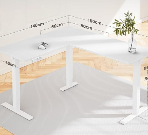 ErGear L Shaped Standing Desk, 63"x55" Electric Adjustable Height Sit Stand up Desk, Ergonomic Large Computer Table, Left & Right Interchangeable Installation, Suitable for Home Office, White new in box $699
