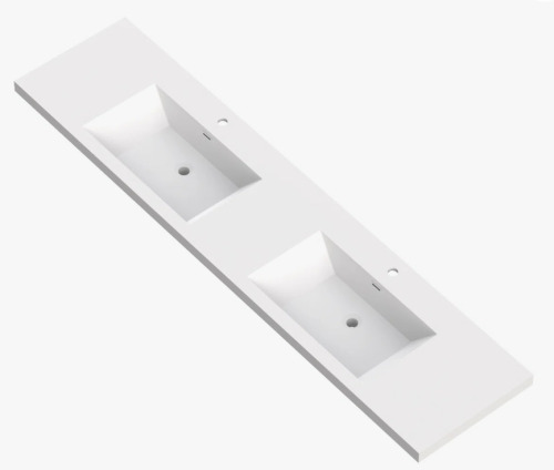 Enyibath 84" Double Sink Resin Top Integrated Bathroom Vanity Sink With Single Hole Faucets new in box $899