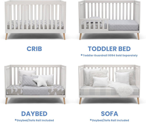 Delta Children Essex 4-in-1 Convertible Baby Crib, Bianca White with Natural Legs Similar to Picture $299