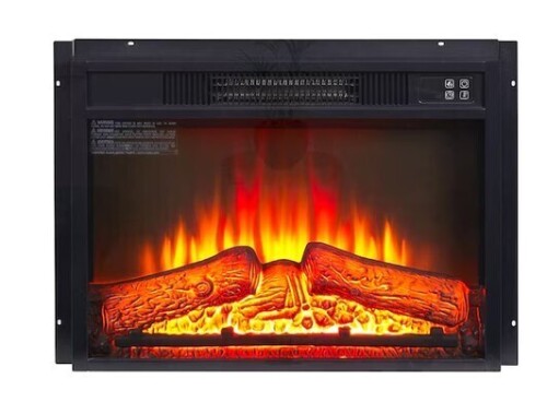 SunJet 23 Inch Electric Fireplace Insert 1400W 120V Slim Black Heater with Remote Control Log Set and Realistic Flame New In Box $699