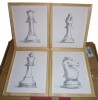 Charlton Home&reg; Chess Piece Study I Framed Print - Set of 4, 8" x 10" New In Box $199 - 2