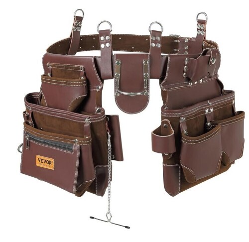 VEVOR 22 Pockets Tool Belt w/Double Row Gromment, 29" to 54" Adjustable, Premium PU Heavy Heavy Duty Detachable Tool Bag for Electrician, Carpenter, Handyman, Woodworker, Construction, Framer etc. New in Box $99