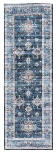 Rugease Velveteen Kieran Navy 2'x 6' Runner Rug New Similar to Picture $299