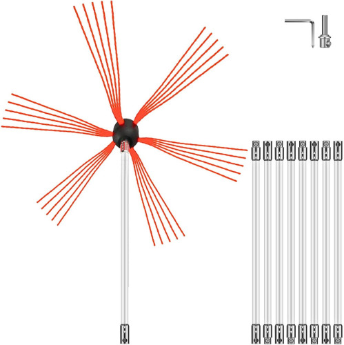 VEVOR Chimney Sweep Kit 30FT Length, Chimney Brush Kit with 9 Nylon Flexible Rods, Rotary Chimney Cleaning Kit Driven by Drill, Chimney Cleaning Tool Kits for Sweeping Fireplace Flue New In Box $99