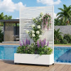 Arlmont & Co. Treytin Metal Planter Box with Trellis and Wheels, White, New in Box $399